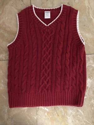 Gymboree Boys Holiday Pictures Tipped Cable Knit Sweater Vest Size 4 - Image 1 of 2