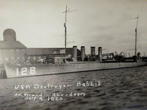 WWI WWII US Navy Destroyer USS Babbitt (DD–128) Convoy Escort Photo 1920 - Picture 1 of 5