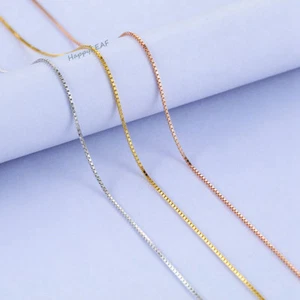 Collar de cadena caja S925 ITALIA plata esterlina 18K amarillo blanco oro rosa vermeil caja - Imagen 1 de 15