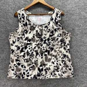 212 Collection Tank Women XL Gray Geometric Sleeveless Wide Strap Round Neck - Picture 1 of 9
