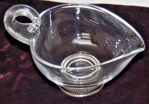 Gravy Boat Frank M Sterling Blown Glass Holloware w/ Sterling Silver Base S5638 - Picture 1 of 8