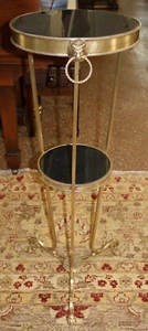 Bronze and Black Granite French Empire Style Pedestal Table Gueridon - Picture 1 of 9