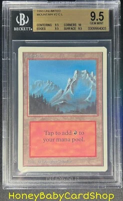 MTG Unlimited Edition 1993 Mountain (B) BGS 9.5Q+ (TRUE QUAD+) GEM MINT 93/94 - Image 1 of 4