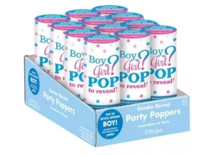 12-Pk Baby Shower Gender Reveal Party Poppers- BOY - Picture 1 of 3