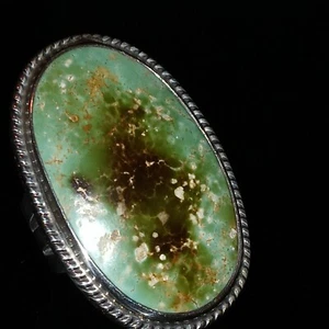 Size 9 Navajo Signed Royston Turquoise Sterling Silver Herman Vandever Ring - Picture 1 of 12