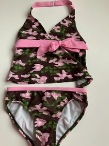 Beach Native Girls Swim Tankini Camouflage Camo Pink Size 10 NWT  - Picture 1 of 2