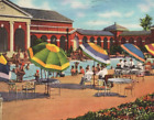 Recreation Unit Spa Pool Umbrella Saratoga Springs New York Linen Postcard