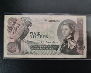 1968 Seychelles 5 Rupees Banknotes