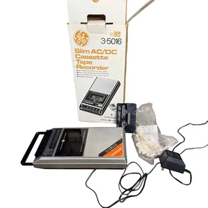 Vintage GE Slim Cassette Tape Recorder 3-5016 AC Adapter AC/DC Turns On - READ - Picture 1 of 4