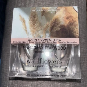 Bath & Body Works Wallflowers Refill 2 Bulbs NEW In Package Mahogany Teakwood - Picture 1 of 2