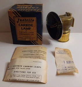 Justrite Carbide Miners Lamp in Original Box, Directions & Receipt - Unused - Picture 1 of 14