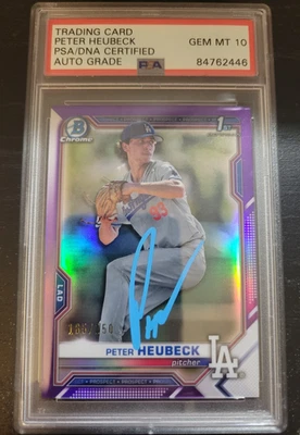 2021 Bowman Chrome Draft-Purple Refractors- Peter Heubeck Auto-#BDC-146  Auto 10 - Image 1 of 2