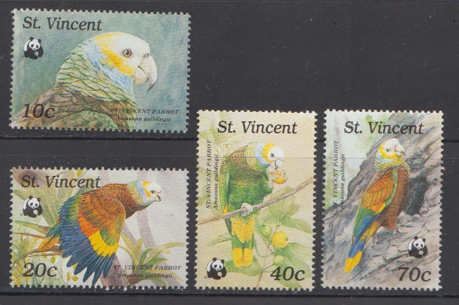 São Vicente 1989 Pássaros/Papagaios/WWF SC1222-25 Perfeito Estado Sem Dobradiças - Imagem 1 de 1