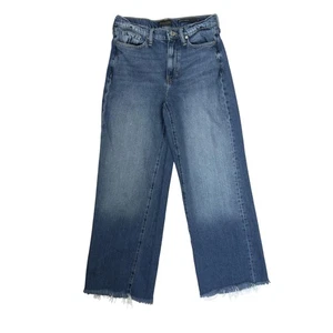 Banana Republic Jeans Womens 27P Blue High Rise Wide Leg Frayed Hem Denim Pants - Picture 1 of 18