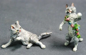 Original WIENER BRONZE   Miniatur Figuren  2 KATZEN im Spiel  um 1970 - Bild 1 von 16