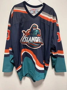Maglia hockey vintage New York Islanders uomo blu XL NHL hockey pescatore anni 90 - Foto 1 di 7