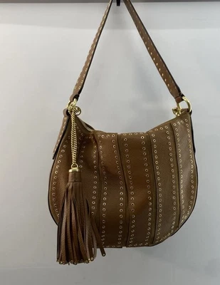 Michael Kors Brooklyn Grommet Brick Medium Hobo Bag Brown Shoulder Purse - Image 1 of 4