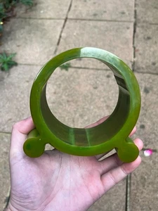 Vintage Phenolic Amber Bakelite Catalin Component Not Handle Marbled 323 G Green - Foto 1 di 24