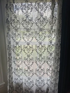 6 semi sheer West Elm Unlined Curtain Panels 54" x 108" lot of 6 Off White/Gray - Picture 1 of 8