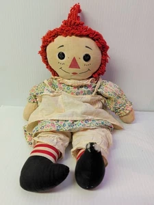 Muñeca Raggedy Ann vintage de 15 pulgadas con ropa original Knickerbocker muestra desgaste. - Imagen 1 de 5