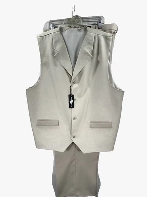 Conjunto de 2 Chaleco Monólogo Para Hombre Chaleco Caqui Blanco Pantalones Caqui Dobladillo con Puños 3XL 44" Foto 1 de 4