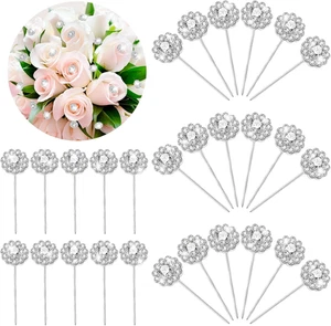 Paquete de 36 alfileres de diamante para ramos flor cabeza de diamante ramillete alfileres boutonniere R - Imagen 1 de 14