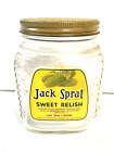 Boîte à glace vintage Jack Sprat Sweet Relish pot bouteille en verre avec haut en métal étain