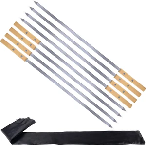 55 cm Türkische Adana Flache Kebab Spieße mit Buchenholzgriffen, 8er Pack Schwerlast - Bild 1 von 13