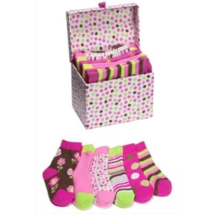 Brown Flower n Stripes Sox in a Box - Picture 1 of 1