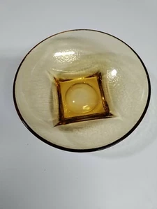 Mundgeblasene Glasschale 5 Zoll Pucker gemustert bernsteinfarben Feuer und Eis?  - Bild 1 von 8