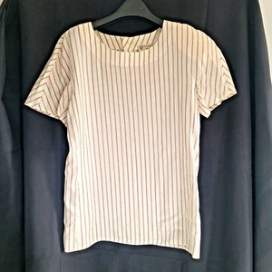 Vintage GUCCI 80'S 100% Silk Red Blue Striped Short Sleeve Blouse top sz 42 - Picture 1 of 21