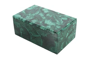 "Caja antigua con tapa de malaquita talla 6""x4""x2,5" - Imagen 1 de 12