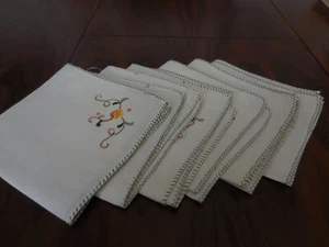 6 Stoffservietten 50er Jahre creme 34 cm 34 cm top erhalten Leinen - Bild 1 von 3