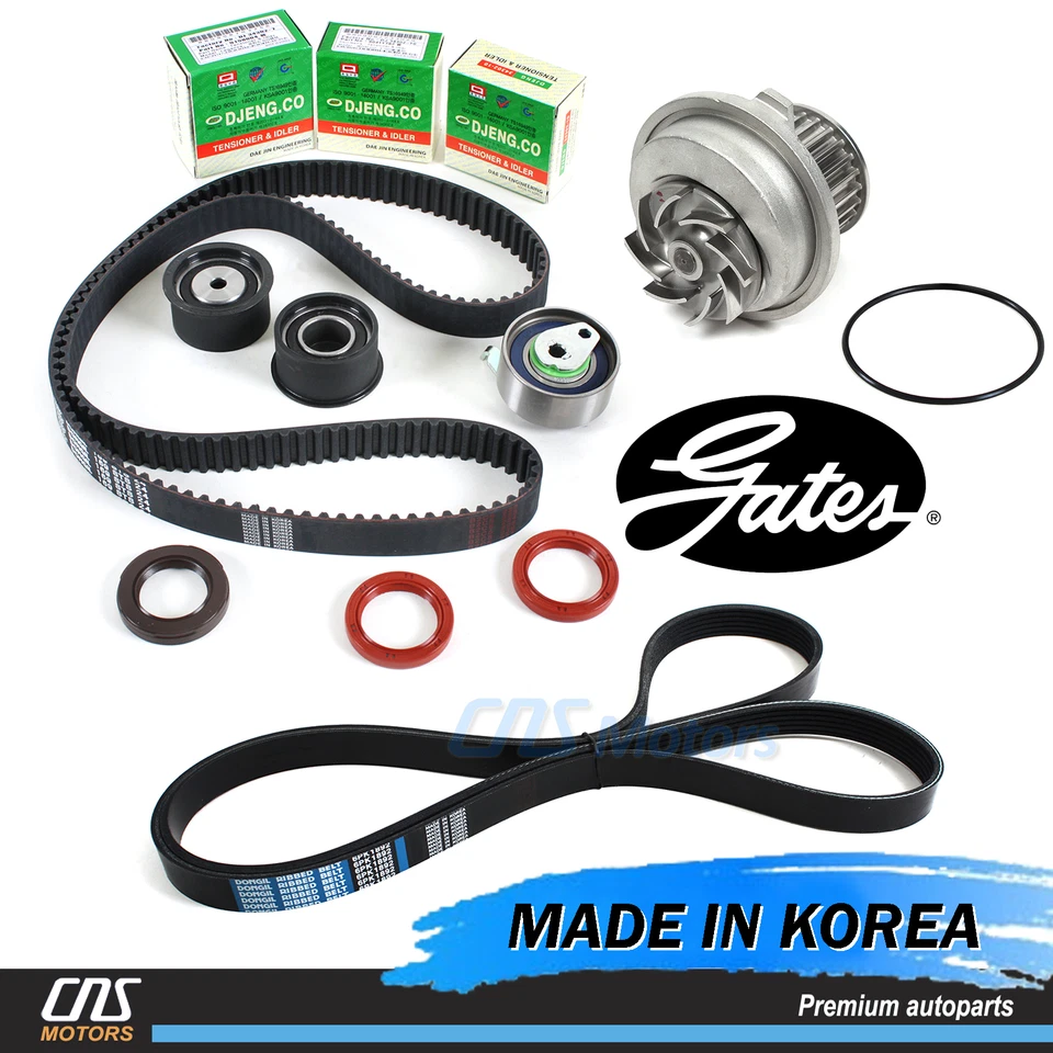 Gates HTD Timing Belt Kit & V-Belt w/ Water Pump 04-08 Suzuki Forenza Reno 2.0L Foto 1 de 3