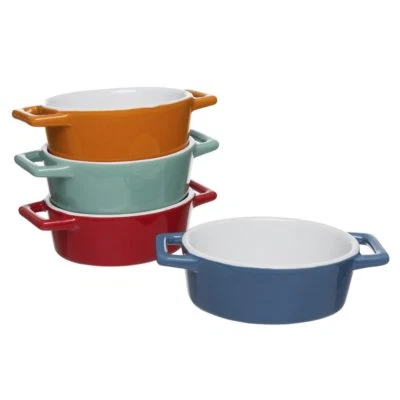 Oven Dishes Stoneware Small Mini Ceramic Oval Baking Dish – 4 PACK - Image 1 of 4