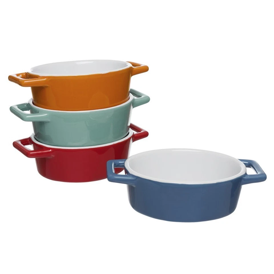 4x Set Ceramic Mini Stoneware Small Oval Oven to Table Serving Baking Dish Tray