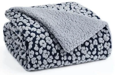 $54 Koolaburra por Ugg ALAIA ACOGEDOR LEOPARDO Sherpa Manta Suave-Azul Marino o Gris Foto 1 de 4