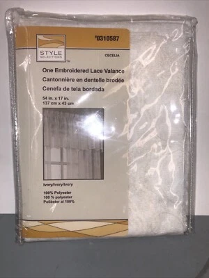 Style Selections Cecelia Lace Valance Ivory 54” X 17" New NIP #0310587 - Image 1 of 2