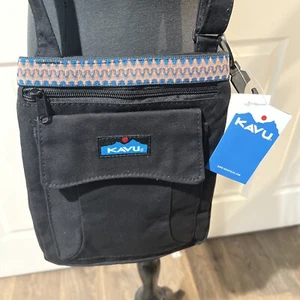 KAVU Black Crossbody Purse Woman’s Canvas Adjustable Strap Pockets - Picture 1 of 6