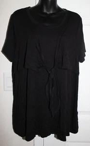 Eloquii 18 Black Tie Front Twofer Knit Top Short Sleeves 1x - Picture 1 of 5