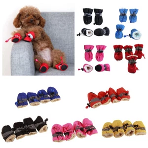 4Pcs Winter Pet Dog Shoes Warm Snow Anti-slip Boots Fur Puppy Small Big Dogs Cat - Picture 1 of 19