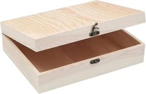 Caja de madera sin terminar con tapa con bisagras para manualidades hágalo usted mismo almacenamiento joyería caja de pino - Imagen 1 de 6
