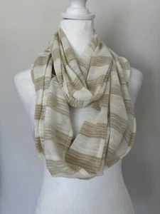 NWT Chico’s Women’s White Gold Metallic Infinity Scarf Cotton Blend One Size - Picture 1 of 4