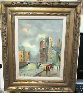 ANTONIO DEVITY ORIGINAL OIL ON CANVAS PARIS STREET SCENE BRIDGE PAINTING - Picture 1 of 6