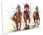 Jockey Race Horses TREBLE CANVAS WALL ARTWORK Print Art