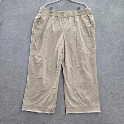 Pantalones de mujer Eileen Fisher grandes beige pierna ancha recortados tiro alto 24 pulgadas entrepierna Foto 1 de 4