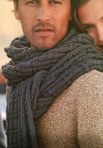 Mens Scarf Knitting Pattern Ribbed - Picture 1 of 1