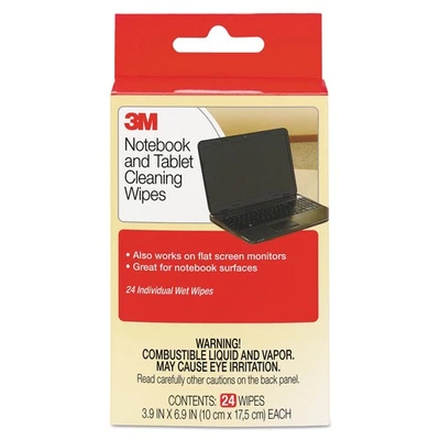 3M Notebook Screen Cleaning Wet Wipes, Cloth, 7 x 4, White, 24/Pack - Image 1 of 3