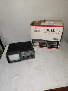Vintage 1980 Montgomery Ward 5" Portable TV with AM/FM Radio In Box - Picture 1 of 21