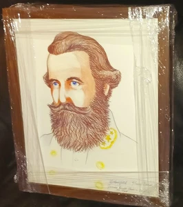 JAMES EWELL BROWN STUART SHADOWBOX CIVIL WAR FRAMED PRINT D.MANSFIELD 10×14/1000 - Picture 1 of 5